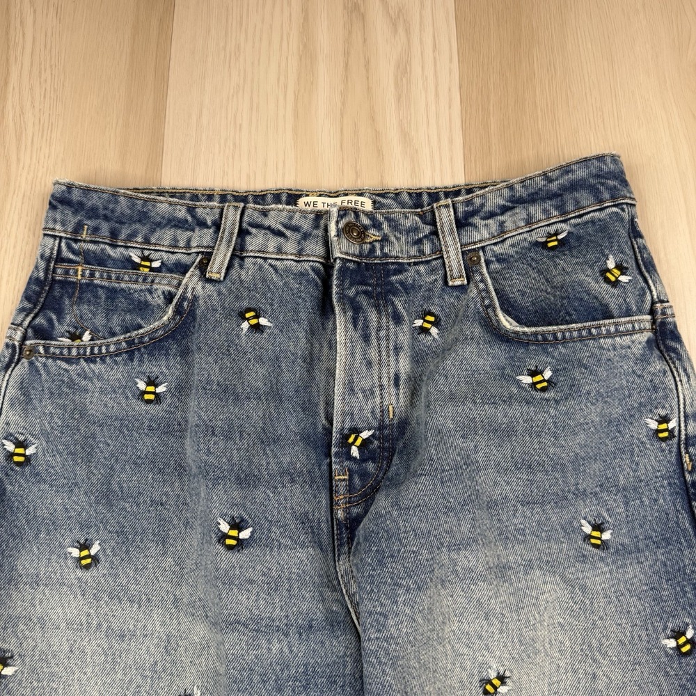 We The Free Jeans Ankle Bees Deep Trance Embroidered Dropped Boyfriend Button 29 - Picture 5 of 15